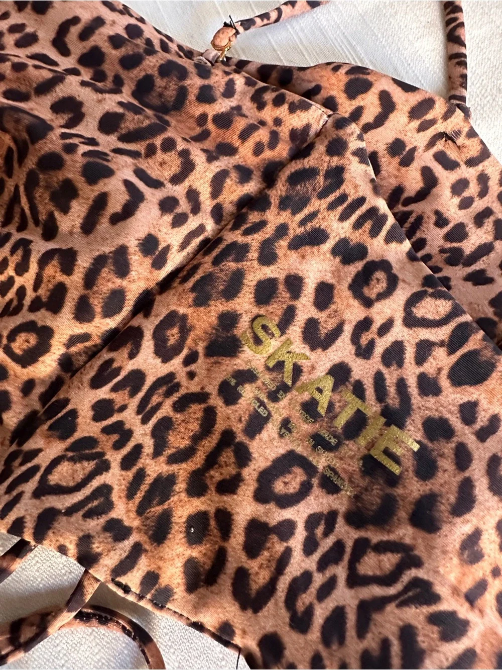 SKATIE Leopard Print Tie-Adjustable Bikini Top L - Bottom M NWOT - Picture 3 of 13